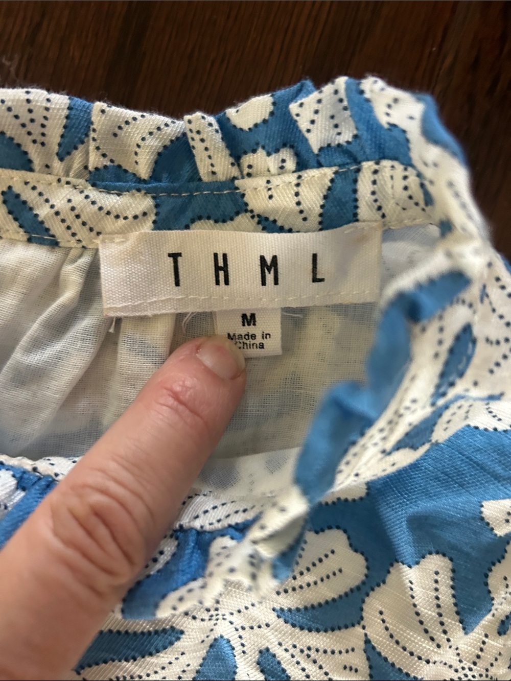 THML Blue and White Floral Shift Dress with Cap Sleeves - Picture 3 of 5